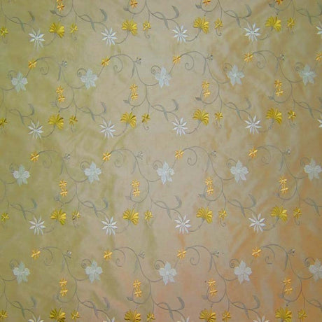 Cellini Silk Fabric - Floral Embroidered, 54" Width (1 Yard)
