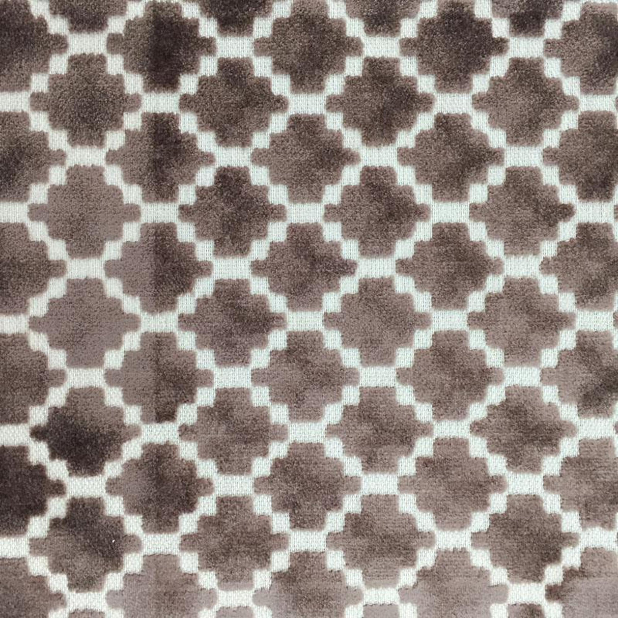 Central Geometric Chenille Cut Velvet Fabric - Geometric Diamond Pattern, 55" Width (1 Yard)