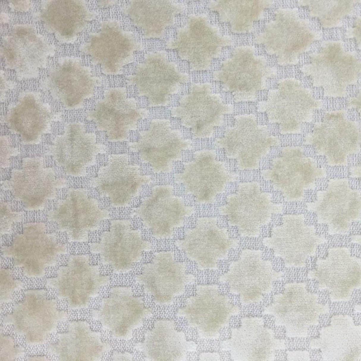 Central Geometric Chenille Cut Velvet Fabric - Geometric Diamond Pattern, 55" Width (1 Yard)