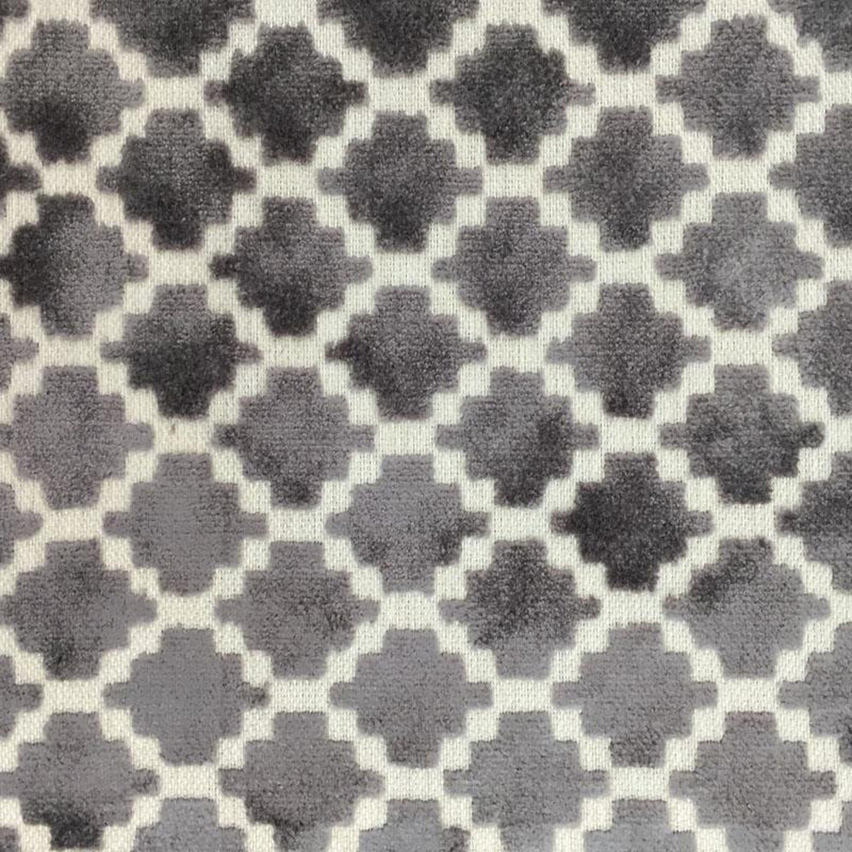 Central Geometric Chenille Cut Velvet Fabric - Geometric Diamond Pattern, 55" Width (1 Yard)
