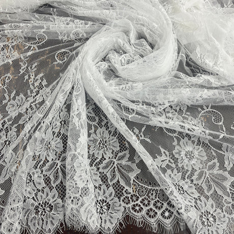 Embroidered Chantilly Lace with Eyelash Scallop