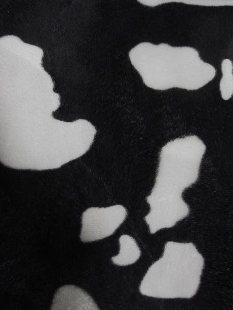 Black/White Velboa Cow Animal Short Pile Fabric