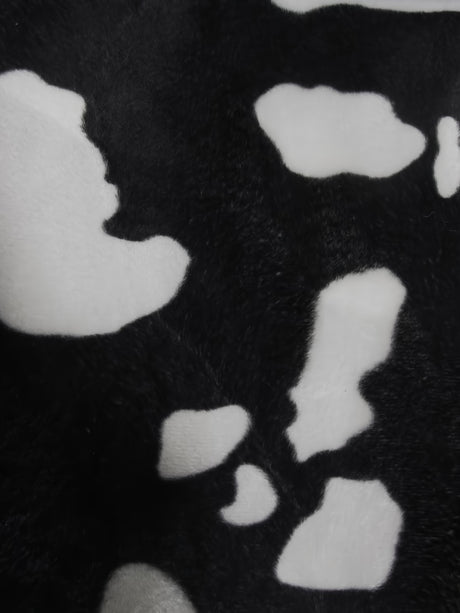 Black/White Velboa Cow Animal Short Pile Fabric