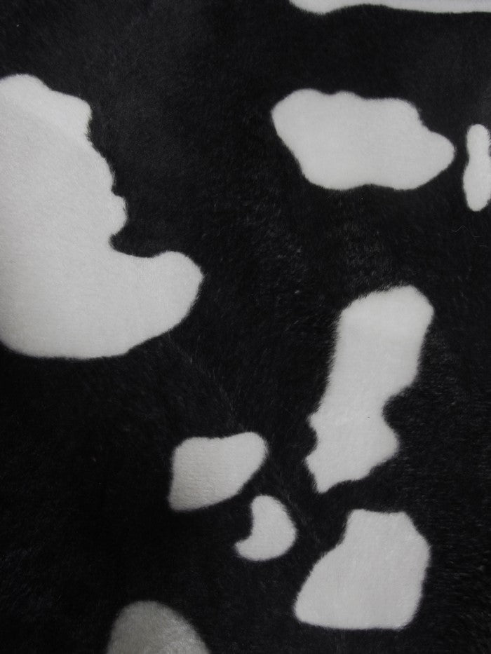 Black/White Velboa Cow Animal Short Pile Fabric