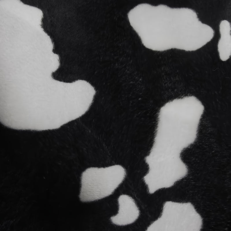 Black/White Velboa Cow Animal Short Pile Fabric