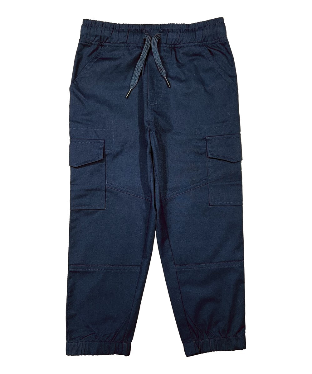 Boy Cargo Jogger Polyester Cotton Fabric - Navy, Khaki, School Uniform Pants, Elastic Waist, Sizes 4-16 (1 Piece)