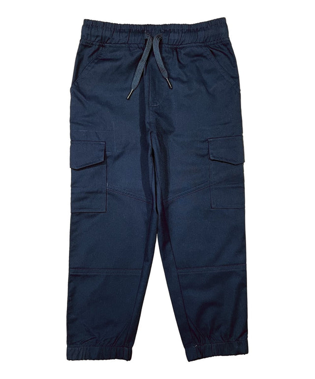 Boy Cargo Jogger Polyester Cotton Fabric - Navy, Khaki, School Uniform Pants, Elastic Waist, Sizes 4-16 (1 Piece)