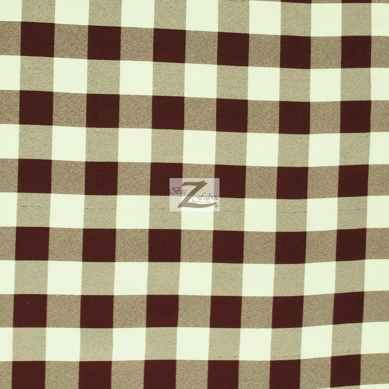 Brown Checkered Gingham Poly Cotton Printed Fabric by the Yard