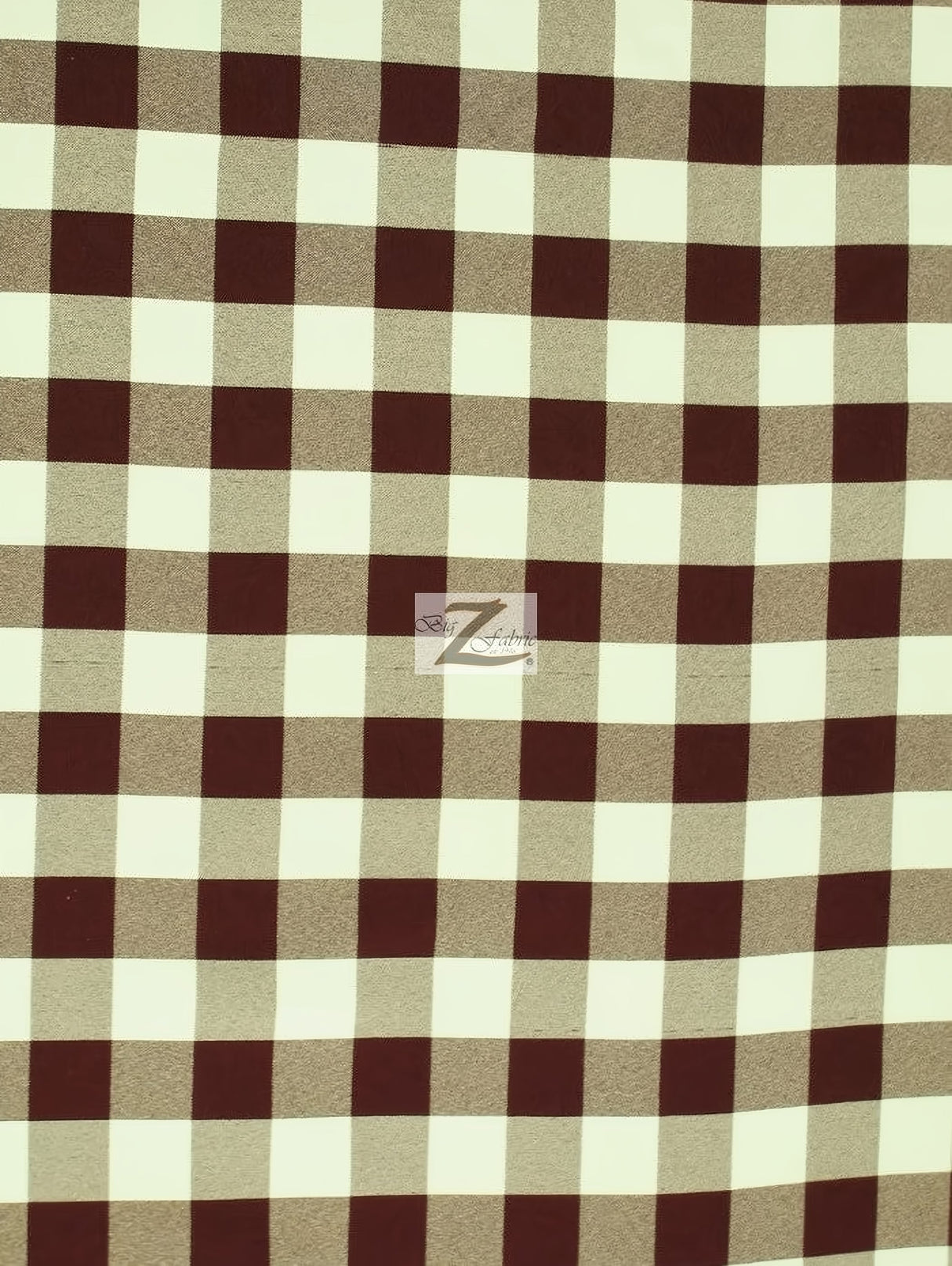 Brown Checkered Gingham Poly Cotton Printed Fabric by the Yard