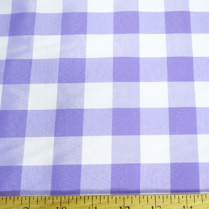 Lavender Checkered Gingham Poly Cotton Fabric By The Yard