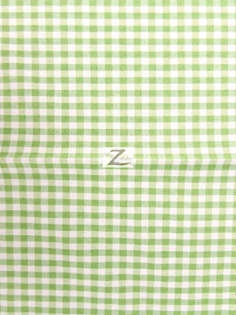 Mini Checkered Gingham Poly Cotton Fabric Mint