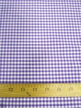 Mini Checkered Gingham Poly Cotton Printed Fabric Purple Sold By The Yard