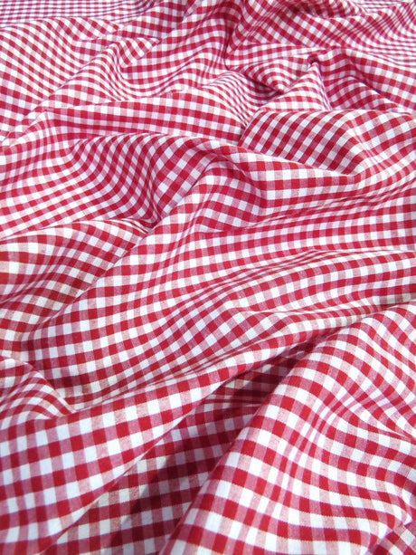 Mini Checkered Gingham Poly Cotton Printed Fabric Purple Sold By The Yard