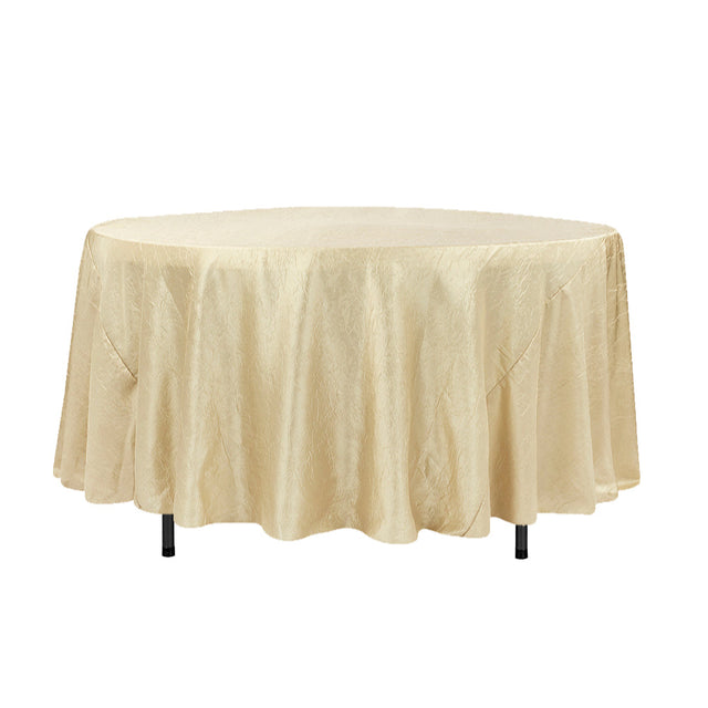 108″ Champagne Crinkle Crushed Taffeta Round Tablecloth