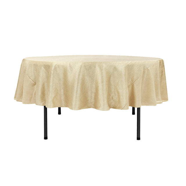 90″ Champagne Crinkle Crushed Taffeta Round Tablecloth