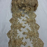 VT-33 Sequin 3D Lace Fabric With Embroideries On Mesh With Pearls - Baby Blue, 33-Cm Width