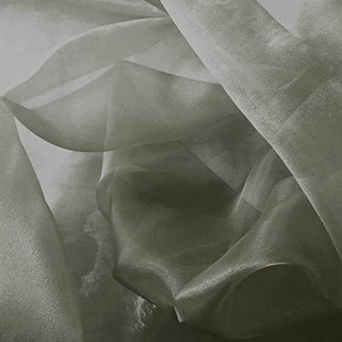 Charcoal Sparkle Crystal Sheer Organza Fabric - Charcoal, Sparkle, 60" Width