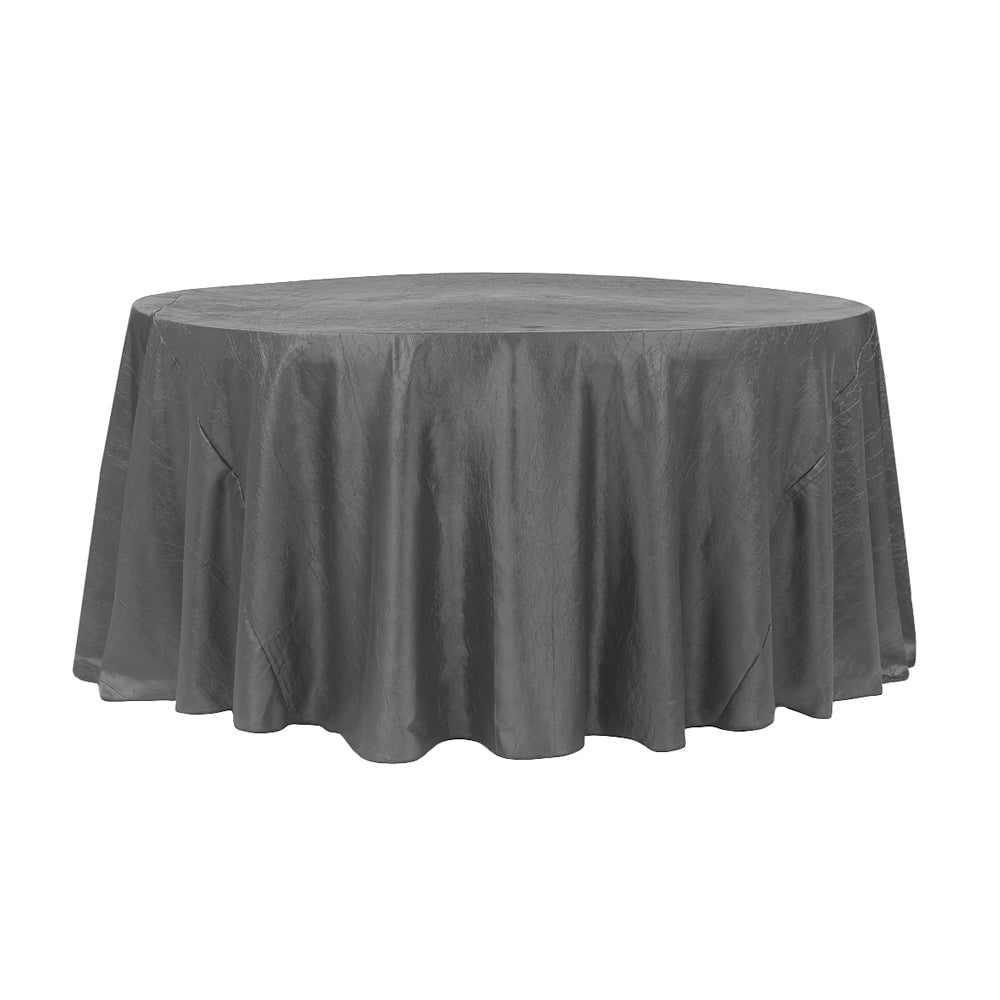 120″ Charcoal Crinkle Crushed Taffeta Round Tablecloth