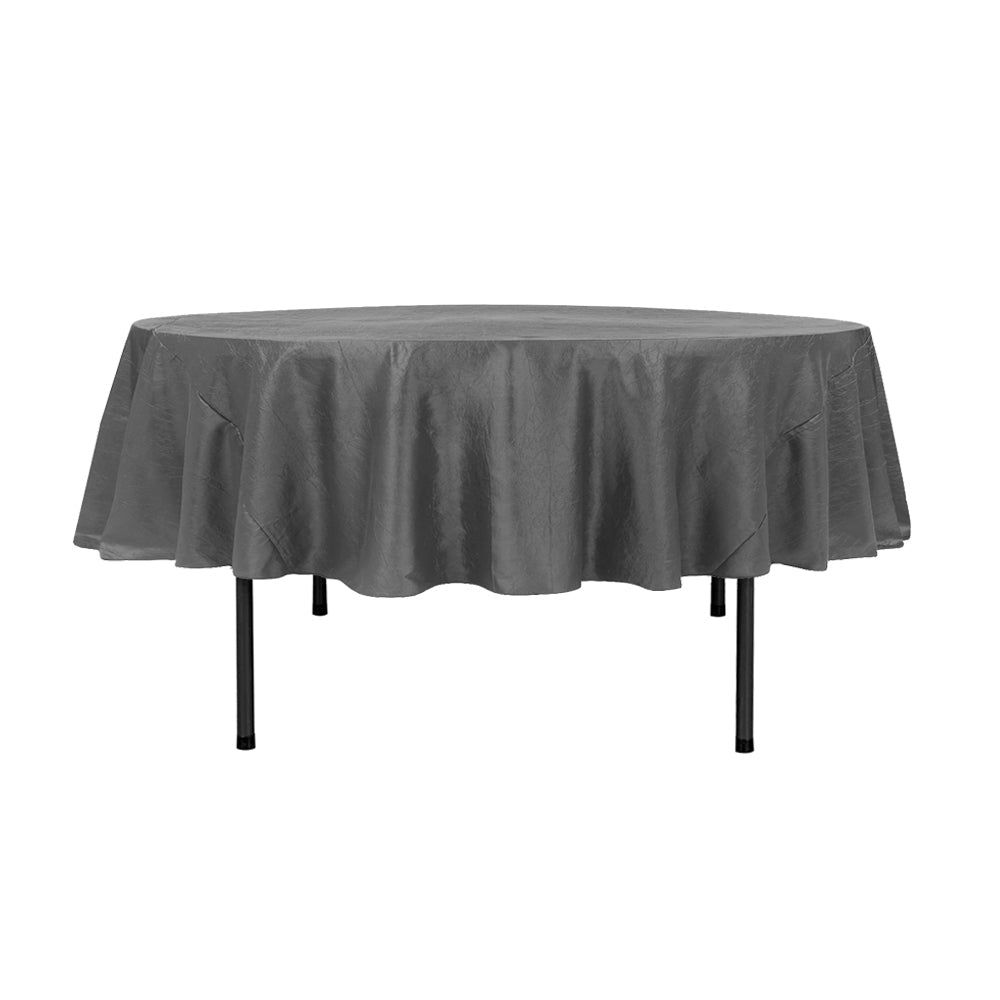 90″ Charcoal Crinkle Crushed Taffeta Round Tablecloth