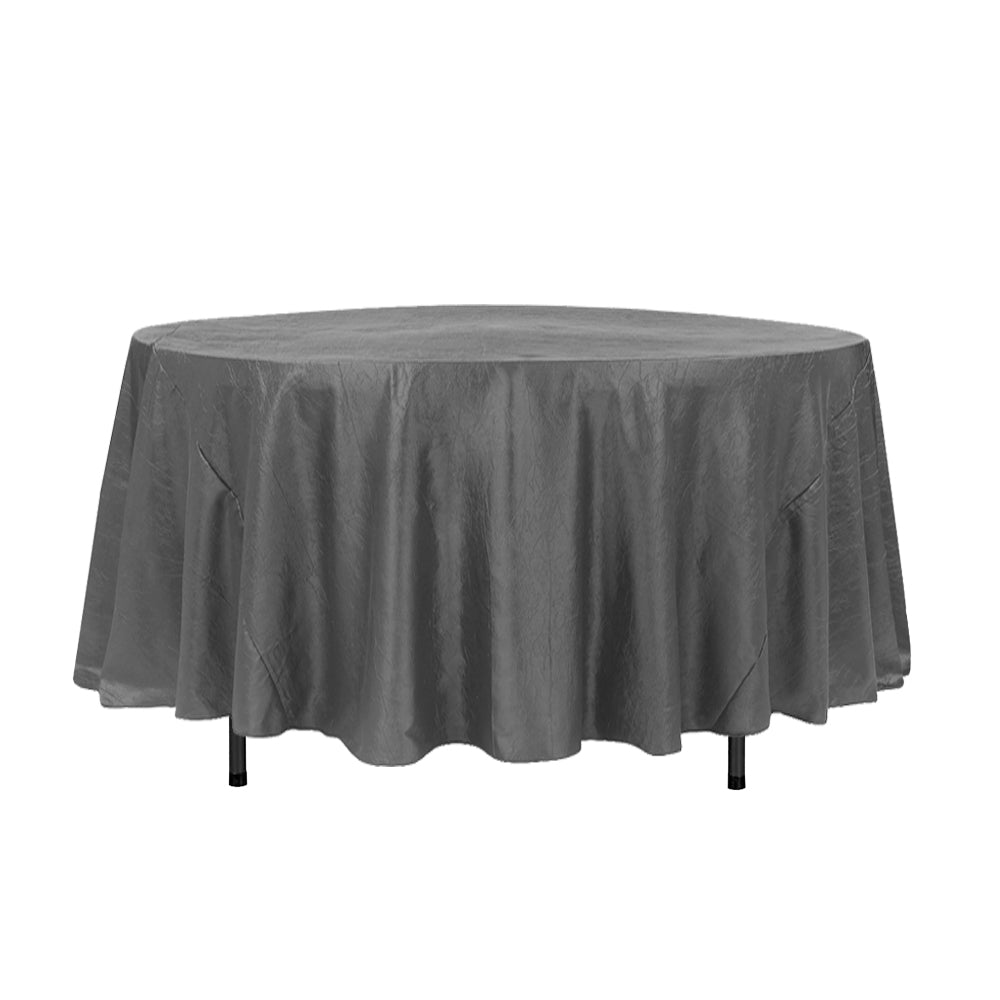 108″ Charcoal Crinkle Crushed Taffeta Round Tablecloth