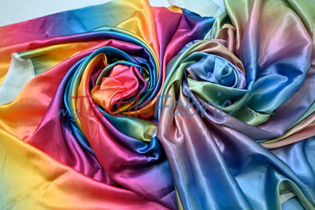 Rainbow Charmeuse Satin Fabric - Multi Color Ombre, 58/60" Width (1 Yard)