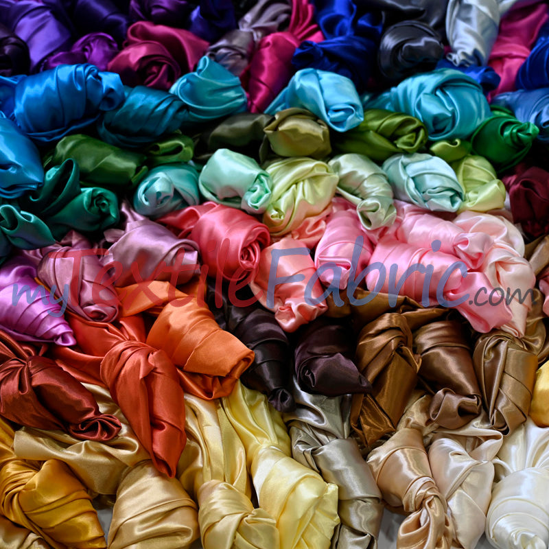 Charmeuse Satin Polyester Fabric - Solid, 58/60" Width, Multiple Colors (1 Yard)