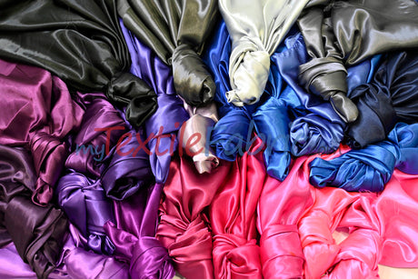 Charmeuse Satin Polyester Fabric - Solid, 58/60" Width, Multiple Colors (1 Yard)
