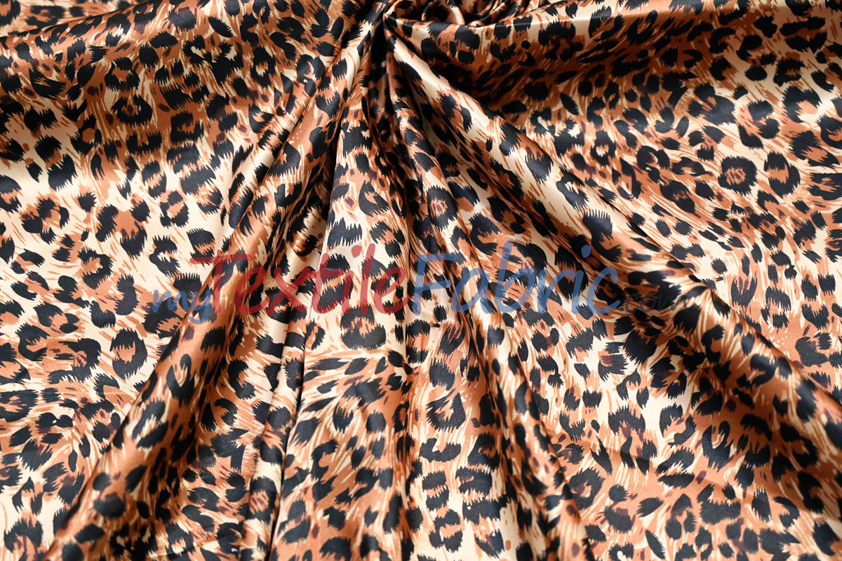Cheetah Charmeuse Satin Fabric - Cheetah Print, 58/60" Width