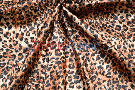 Cheetah Charmeuse Satin Fabric - Cheetah Print, 58/60" Width