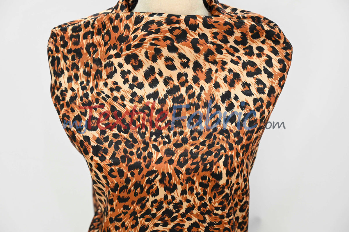 Cheetah Charmeuse Satin Fabric - Cheetah Print, 58/60" Width