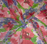 Chiffon 1B801 Polyester Fabric - White/Fuchsia/Purple, 56/58" Width