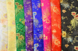 Chinese Flower Brocade Polyester Fabric - Oriental Floral Brocade, 45" Width (1 Yard)
