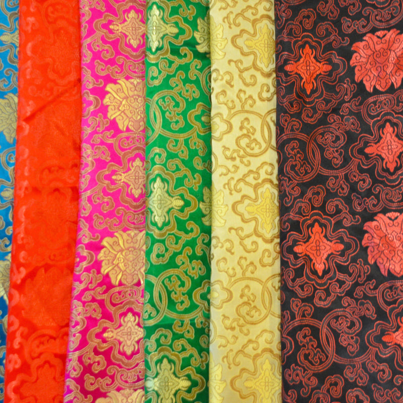 Chinese Medallion Brocade Polyester Fabric - Medallion Jacquard, 48" Width (1 Yard)