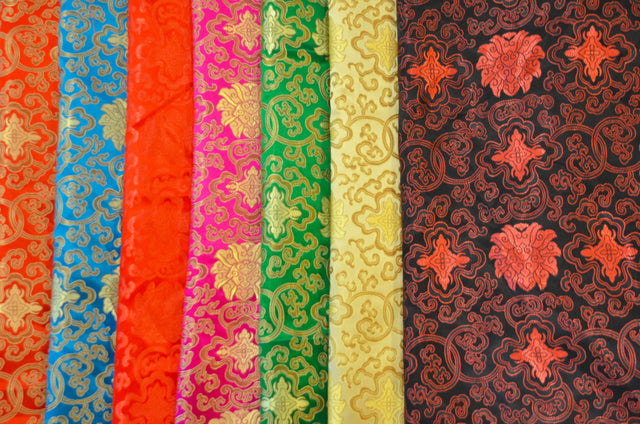 Chinese Medallion Brocade Polyester Fabric - Medallion Jacquard, 48" Width (1 Yard)