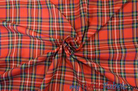 Christmas Red Kilt Poly Rayon Fabric - Red Tartan Plaid, 58/60" Width (Yards)