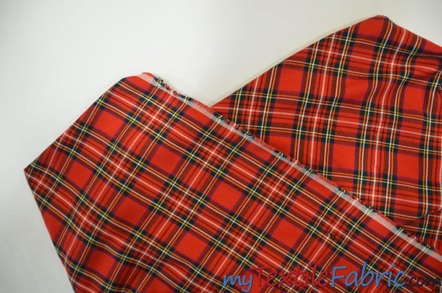 Christmas Red Kilt Poly Rayon Fabric - Red Tartan Plaid, 58/60" Width (Yards)