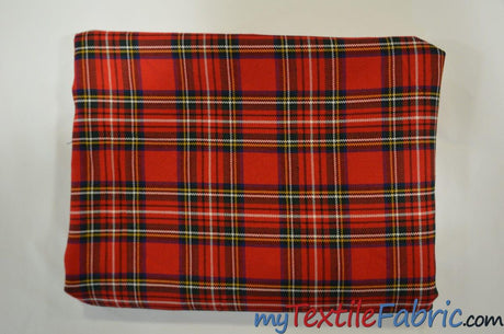 Christmas Red Kilt Poly Rayon Fabric - Red Tartan Plaid, 58/60" Width (Yards)