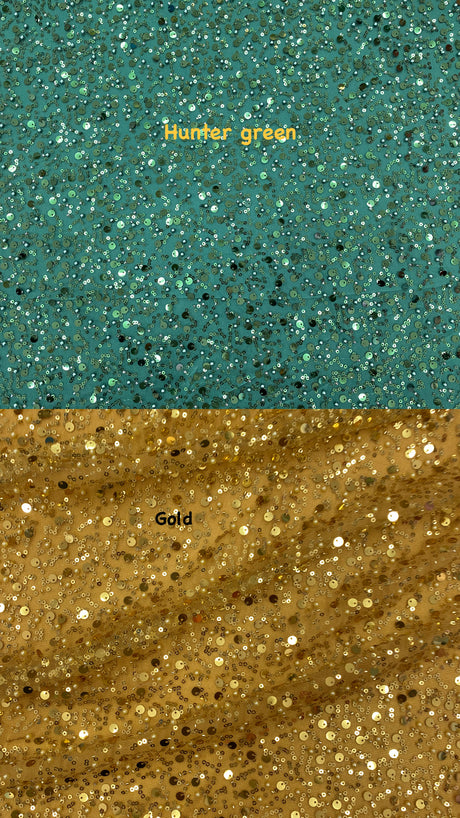 BPS Mesh Lace Gold Polyester Fabric - Gold Beads, Pearls, Sequins, 60" Width, 54" Design Width (1 Yard)
