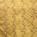 Clarence Silk Fabric - Floral Embroidered Stripe, 54" Width (1 Yard)