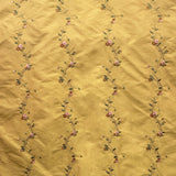 Clarence Silk Fabric - Floral Embroidered Stripe, 54" Width (1 Yard)