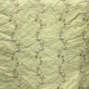 Clarence Silk Fabric - Floral Embroidered Stripe, 54" Width (1 Yard)