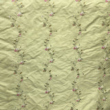 Clarence Silk Fabric - Floral Embroidered Stripe, 54" Width (1 Yard)