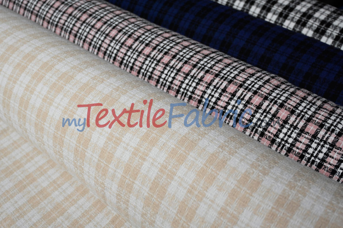 Classic Tweed Polyester Fabric - Textured Tweed Weave, 60" Width (1 Yard)