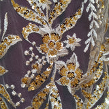 Beaded Embroidered Lace Fabric on Net Mesh