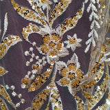 Beaded Lace Fabric on Polyester Net Mesh 50"