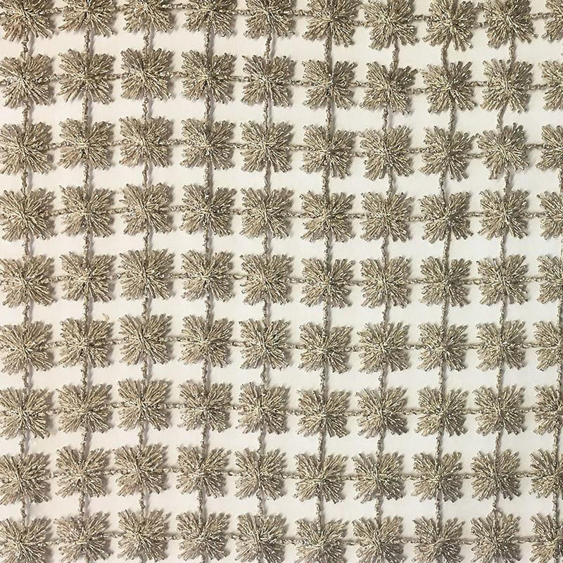 Clover Floral Metallic Sheer Polyester Fabric - Floral Sheer, 110" Width (1 Yard)