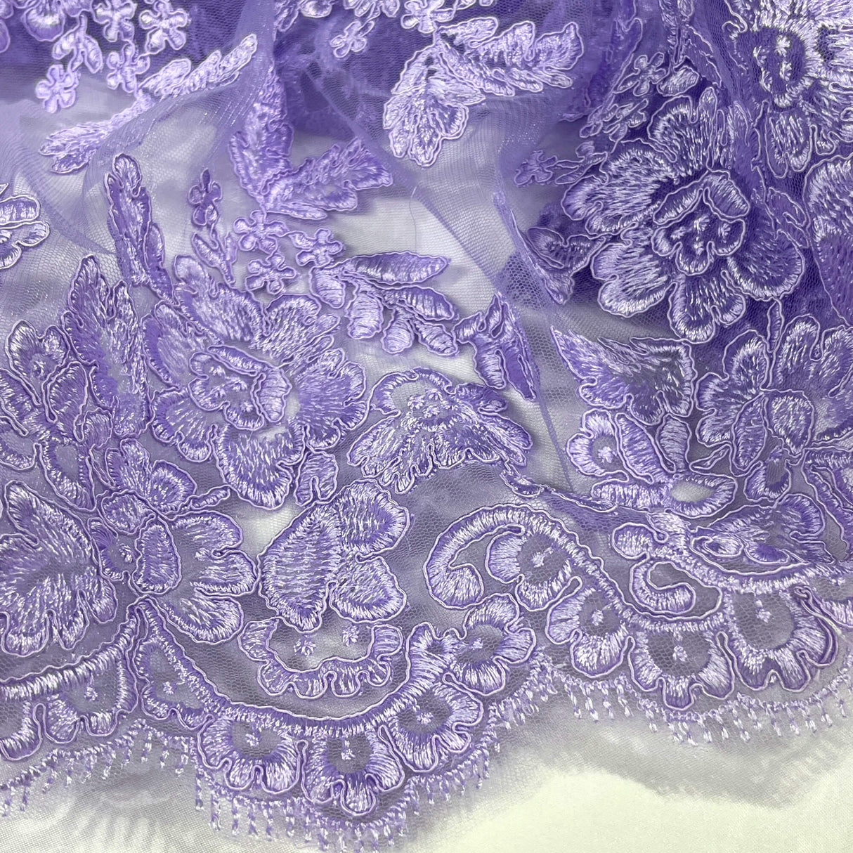 Corded Bridal Lace Embroidered Net Mesh