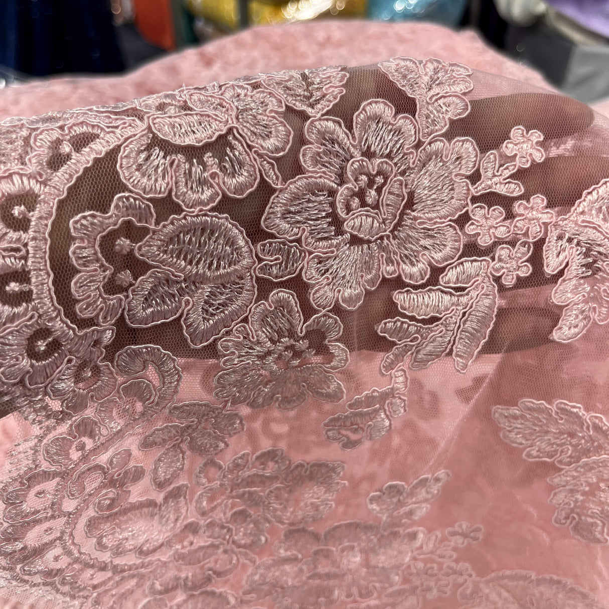 Corded Bridal Lace Embroidered Net Mesh