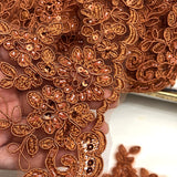 Beaded Corded Lace Trim on Polyester Net Mesh
