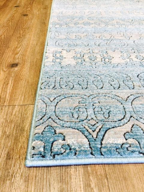 Makymo Soft Touch Faded Area Rug - Polypropylene And Viscose Mix, Light Blue Faded Pattern, 3' X 5' (1 Rug)